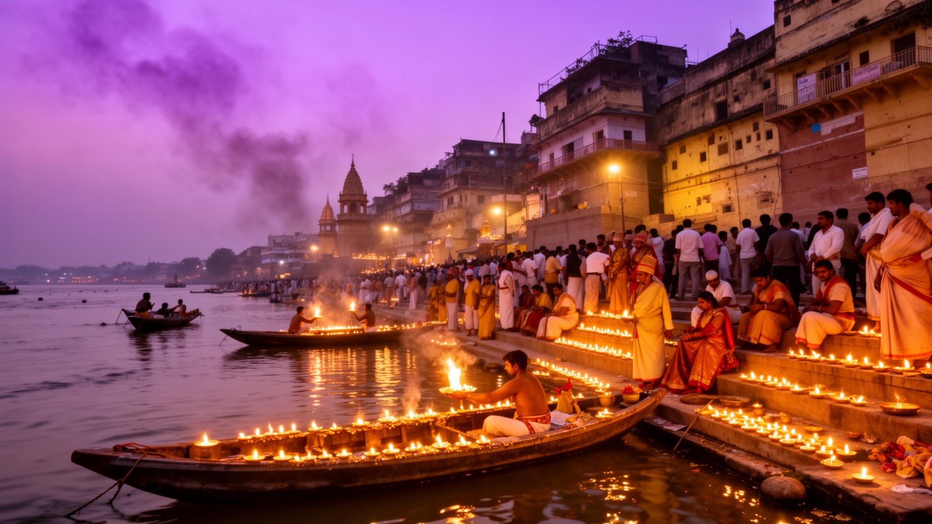 Varanasi ghats at twilight